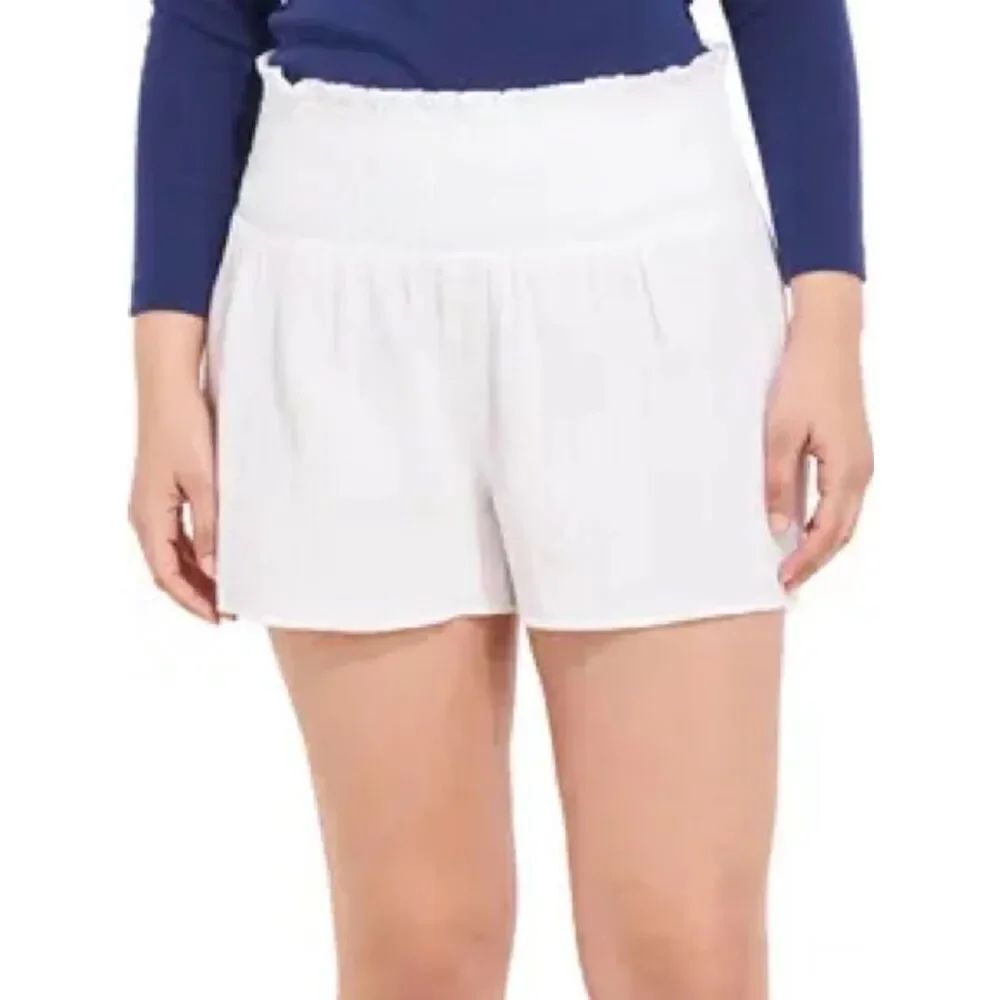 Vineyard VinesâMedium White Elastic-Waist Cotton Shorts